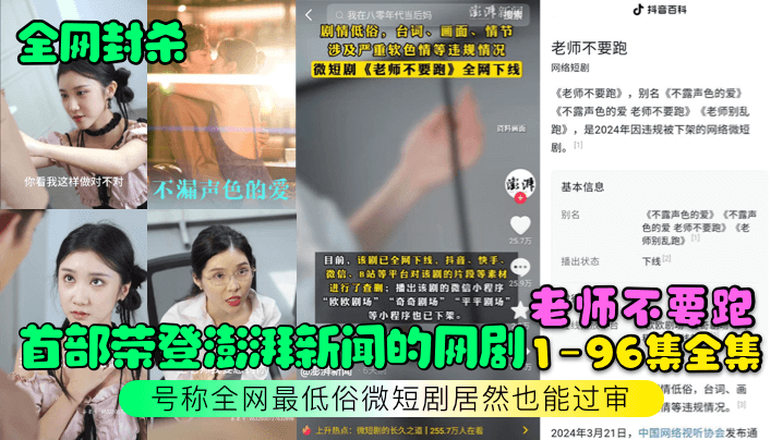 首部荣登澎湃新闻的网剧1-96集全集号称全网最低俗微短剧居然也能过审